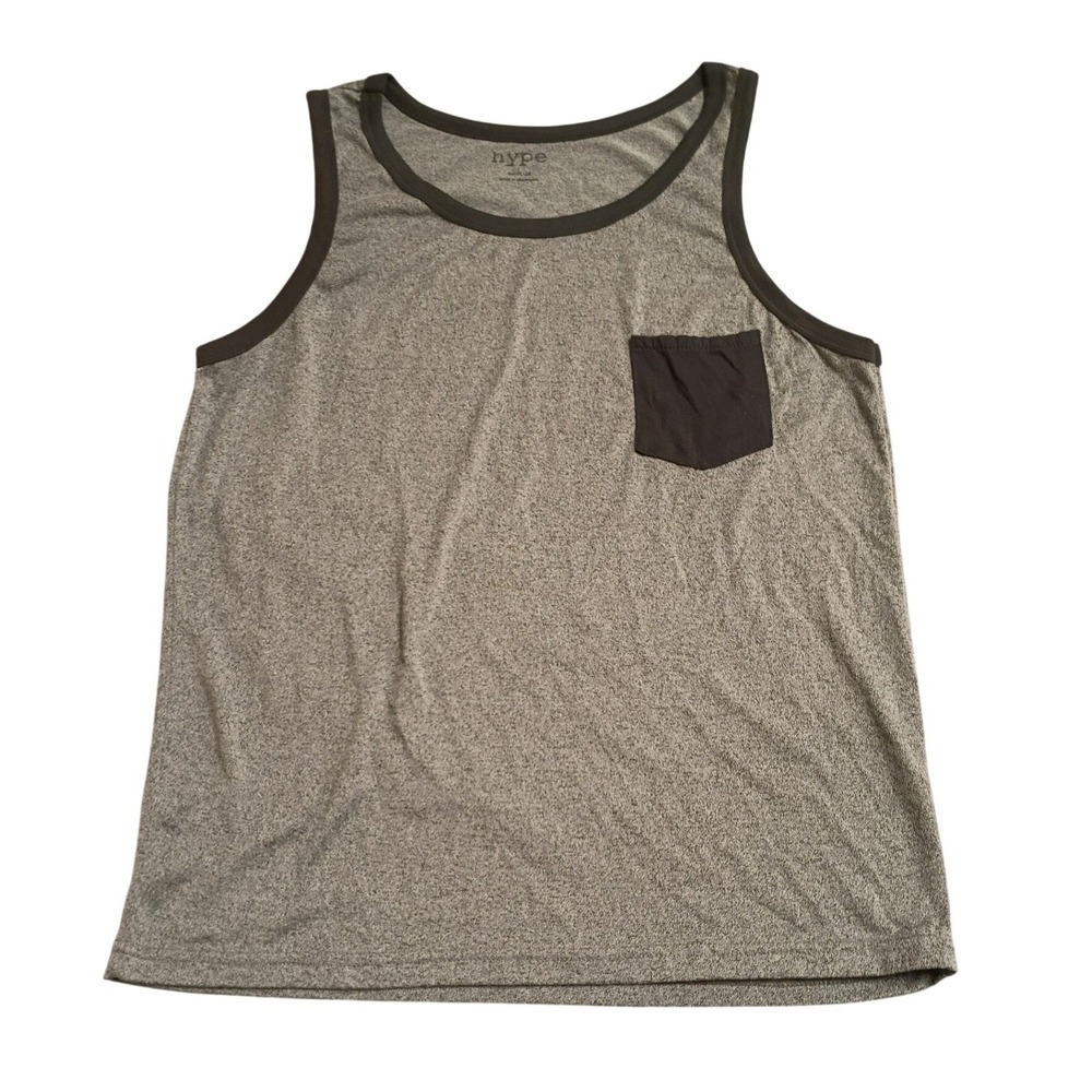 Hype Tank Top Mens Medium Gray Black Ringer Pocket Sleeveless Shirt Streetwear